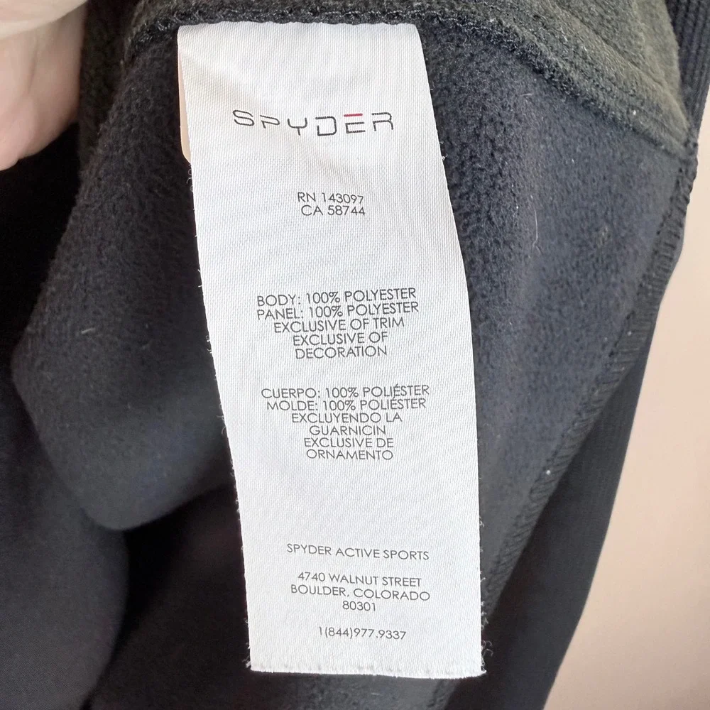 Spyder Mens‎ XXL Black Teal 1/4 Zip Textured Fleece Lined Pullover Activewear